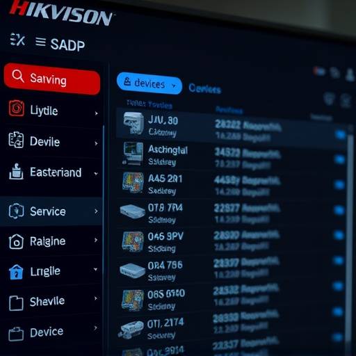 Screenshot of the Hikvision SADP Interface showing device listing and configuration options.